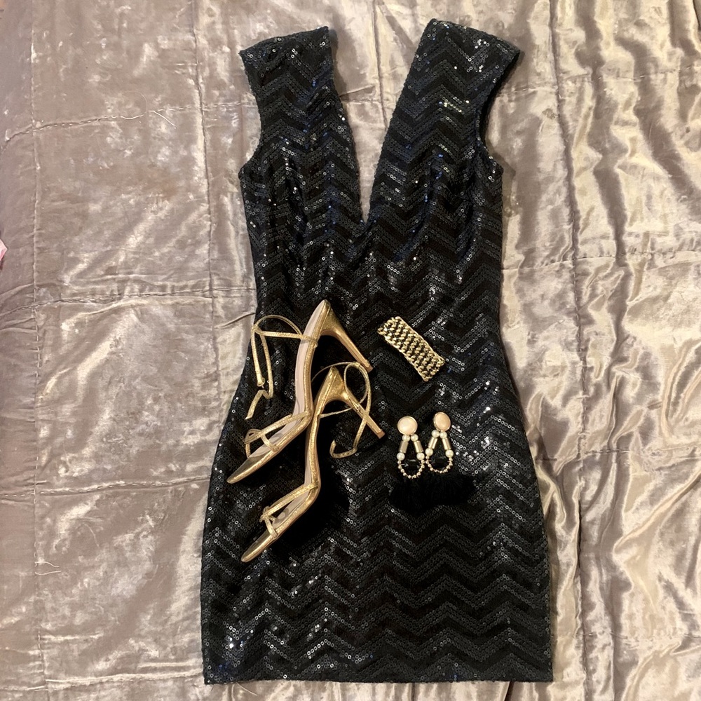 Lovers & Friends black sequin dress size S